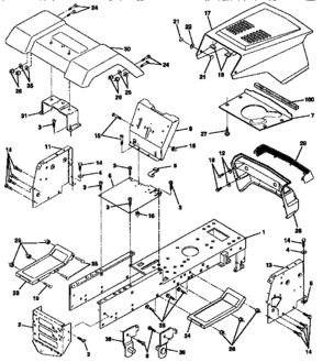 Chassis And Enclosures Diagram and Parts List for 917257591  Craftsman Lawn Tractor