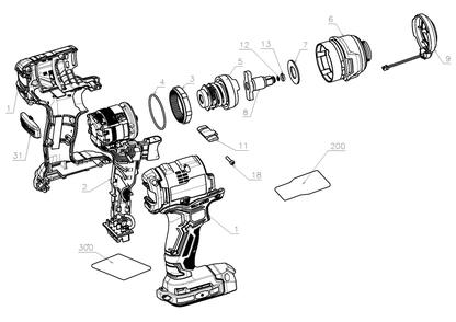 Diagram Diagram and Parts List for CMCF910B Type 1 Craftsman Cordless Drill