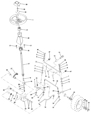 Steering Assembly Diagram and Parts List for 917255470  Craftsman Lawn Tractor