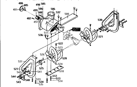 Auger Housing Diagram and Parts List for 536886610  Craftsman Snow Blower