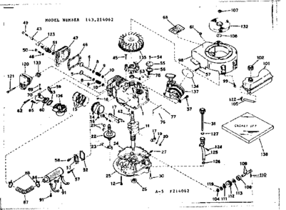 Basic Engine Diagram and Parts List for 143214062  Craftsman Engine