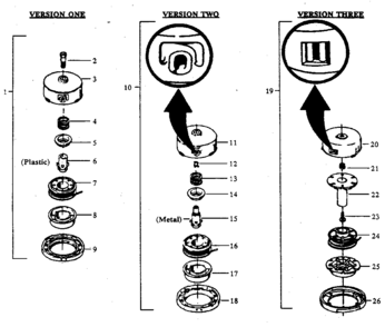 3 Version Cutting Heads Diagram and Parts List for 358796210  Craftsman Trimmer