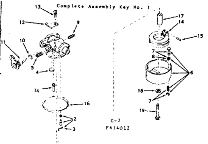 Carburetor Diagram and Parts List for 143614012  Craftsman Engine