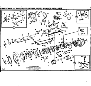 Reel Assembly Diagram and Parts List for 536816902  Craftsman Lawn Mower