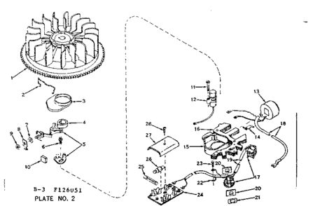 Alternator Magneto Diagram and Parts List for 143126051  Craftsman Engine