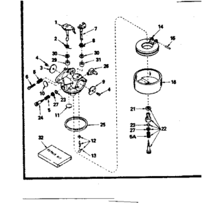 Carburetor Diagram and Parts List for 143324152  Craftsman Engine