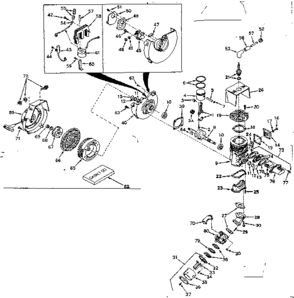 Engine Diagram and Parts List for 917350261  Craftsman Chainsaw
