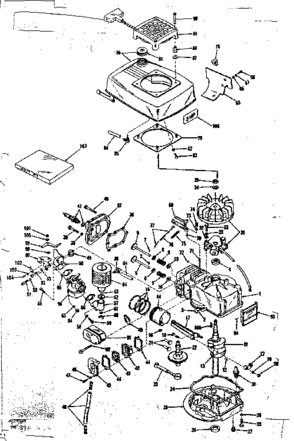 Basic Engine Diagram and Parts List for 14360231  Craftsman Engine