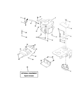 Engine Diagram and Parts List for 917271826  Craftsman Lawn Tractor