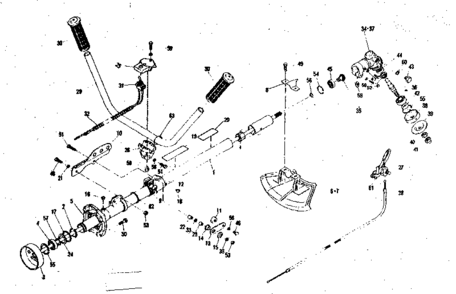 Handle Assembly Diagram and Parts List for 636796233  Craftsman Trimmer