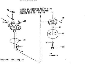 Carburetor Diagram and Parts List for 143264072  Craftsman Engine