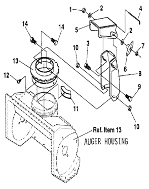 Discharge Chute Diagram and Parts List for 536884350  Craftsman Snow Blower