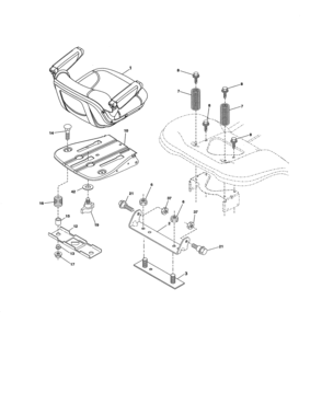 Seat Assembly Diagram and Parts List for 917989850  Craftsman Lawn Tractor
