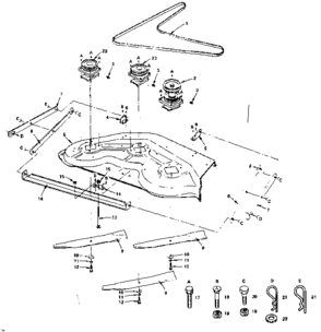 Mandrel And Blades Diagram and Parts List for 917253810  Craftsman Lawn Mower