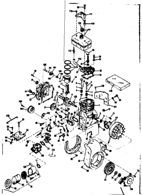 Basic Engine Diagram and Parts List for 143531032  Craftsman Engine