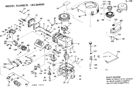 Replacement Parts Diagram and Parts List for 143264502  Craftsman Engine