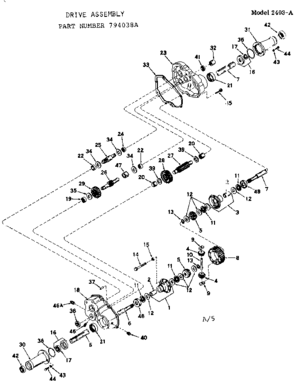 Drive Assembly Diagram and Parts List for 917794038A  Craftsman Lawn Tractor