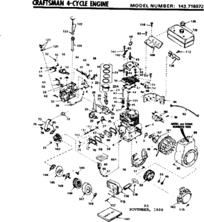 Replacement Parts Diagram and Parts List for 143716072  Craftsman Engine