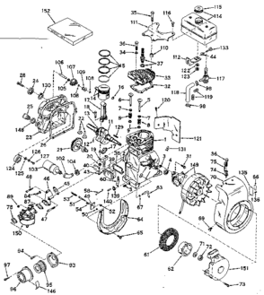 Basic Engine Diagram and Parts List for 143584142  Craftsman Engine