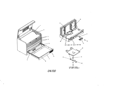 36" 5 Drawer Chest Diagram and Parts List for 706655650  Craftsman Tool Stand & Cart