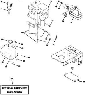 Engine Diagram and Parts List for 917258471  Craftsman Lawn Tractor