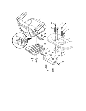 Seat Assembly Diagram and Parts List for 917204090  Craftsman Lawn Tractor