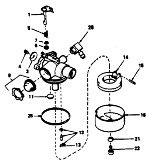 Carburetor No. 632389 Diagram and Parts List for 143354452  Craftsman Engine