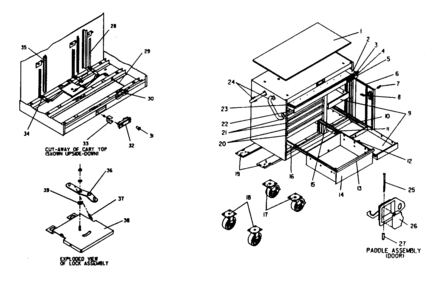 Tool Cart Diagram and Parts List for 706593970  Craftsman Tool Stand & Cart