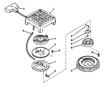 Rewind Starter No. 27262 Diagram and Parts List for 14350030  Craftsman Engine