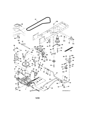 Ground Drive Diagram and Parts List for 917287054  Craftsman Lawn Tractor