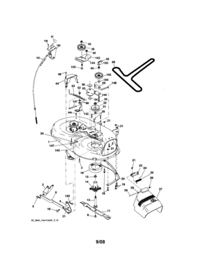 Mower Deck Diagram and Parts List for 917287054  Craftsman Lawn Tractor