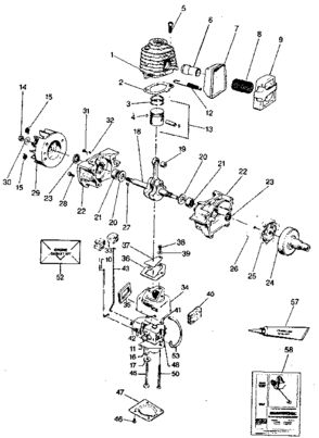 Engine Diagram and Parts List for 358798220  Craftsman Trimmer