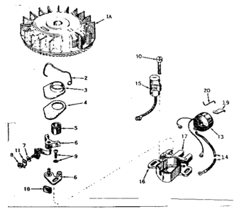Magneto No. 610716 Diagram and Parts List for 143171032  Craftsman Engine