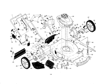 Engine/housing/handle Diagram and Parts List for 917370449  Craftsman Lawn Mower