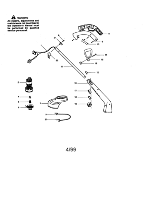 Replacement Parts Diagram and Parts List for 35879905  Craftsman Trimmer