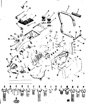 Handle And Main Frame Diagram and Parts List for 91762807  Craftsman Chainsaw
