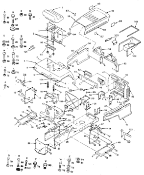 Chassis And Enclosures Diagram and Parts List for 917254740  Craftsman Lawn Tractor