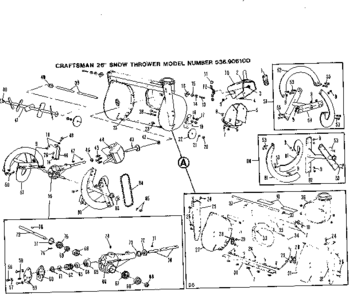 Auger Housing Assembly Diagram and Parts List for 536906100  Craftsman Snow Blower