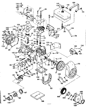 Basic Engine Diagram and Parts List for 143616062  Craftsman Engine