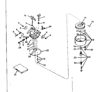 Carburetor No. 631128 Diagram and Parts List for 143176022  Craftsman Engine