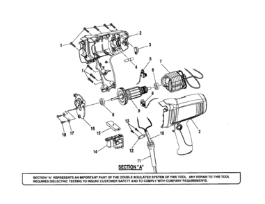 Housing/armature Diagram and Parts List for 315101130  Craftsman Boring Machine