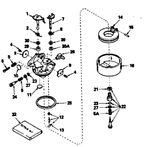 Carburetor No. 631716 Diagram and Parts List for 143355032  Craftsman Engine