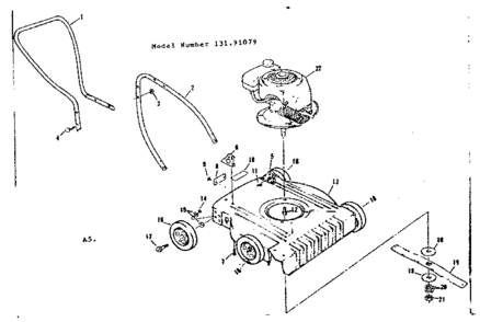 Replacement Parts Diagram and Parts List for 13191079  Craftsman Lawn Mower