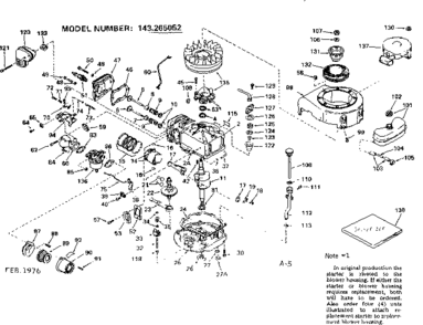 Replacement Parts Diagram and Parts List for 143265052  Craftsman Engine