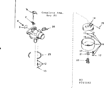Carburetor Diagram and Parts List for 143245082  Craftsman Engine