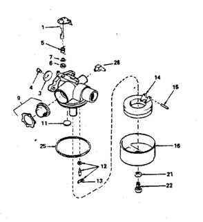 Carburetor No. 632388 Diagram and Parts List for 143374162  Craftsman Engine