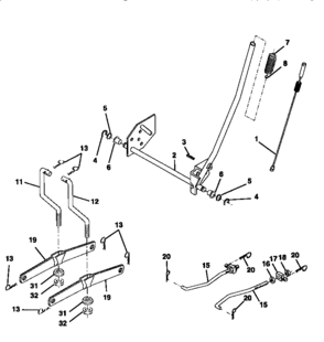 Mower Lift Diagram and Parts List for 917270640  Craftsman Lawn Tractor