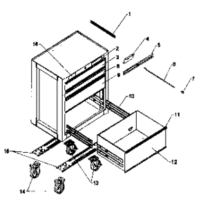 Chest Diagram and Parts List for 706658435  Craftsman Tool Stand & Cart