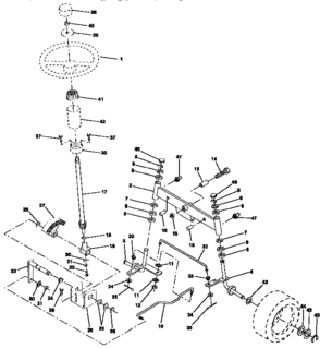 Steering Assembly Diagram and Parts List for 917257630  Craftsman Lawn Tractor