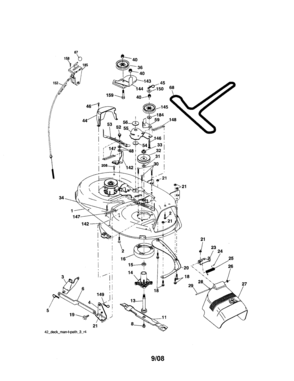 Mower Deck Diagram and Parts List for 917287030  Craftsman Lawn Tractor